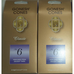 Gonesh Incense Cones #6 Perfumes of Ancient Times - Set of 2 Packs of 25, Total 50