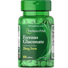 Puritan's Pride Ferrous Gluconate (28 mg Iron)-100 Tablets