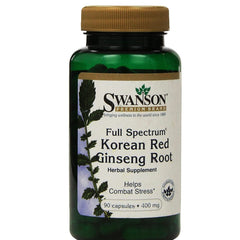 Swanson Premium Full-Spectrum Korean Red Ginseng Root 400 mg 90 Caps - Pack of Two