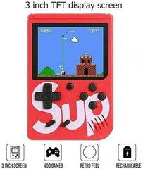 SUP Game Box Plus 400 in 1 Retro Mini Gameboy Console 3.0 Inch - Portable Rechargeable Single Player (Red)