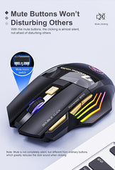 Wireless Bluetooth mouse, 2.4G dual mode (Bluetooth +USB) silent mouse, dazzling light effect, 3200 PDI gaming mouse, 7 buttons, rechargeable, suitable for Windows, Mac (X7 black), GW-X7