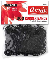 Annie 300 Rubber Bands Black Medium 1/2" (Pack of 4) Total 1200 rubber bands