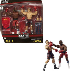WWE Elite Collection 2 Pack - Mr. T vs Rowdy Roddy Piper 6-in Action Figures with Boxing Robes and Swappable Hands, Posable Collectible Gift for WWE Fans Ages 8 Years Old and Up