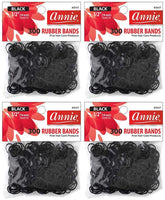 Annie 300 Rubber Bands Black Medium 1/2" (Pack of 4) Total 1200 rubber bands