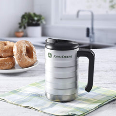 Gibson John Deere Thermal Double Wall Stainless Steel, 17oz Silver Travel Mug, Grey