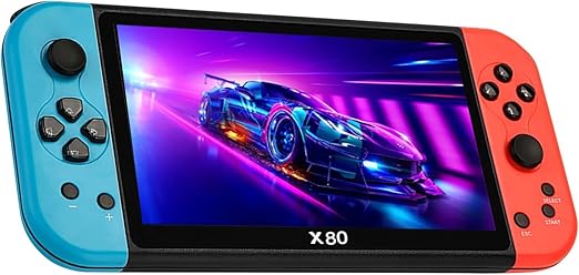 X80 Retro Handheld Game Console – 7" HD Screen, 10,000+ Built-in Classic Games, Supports 10 Emulators, Multifunctional Pocket Gaming System for Kids & Adults