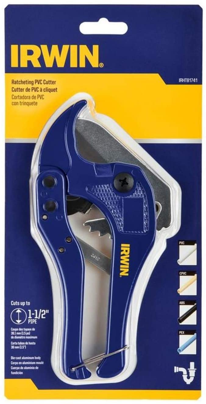IRWIN RATCHETING PVC CUTTER 1.5" CAPACITY
