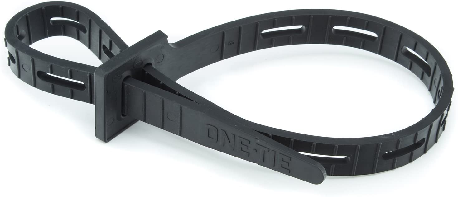 ONE TIE Reusable Tie Strap, 26 inches, 2 Pack (Black)