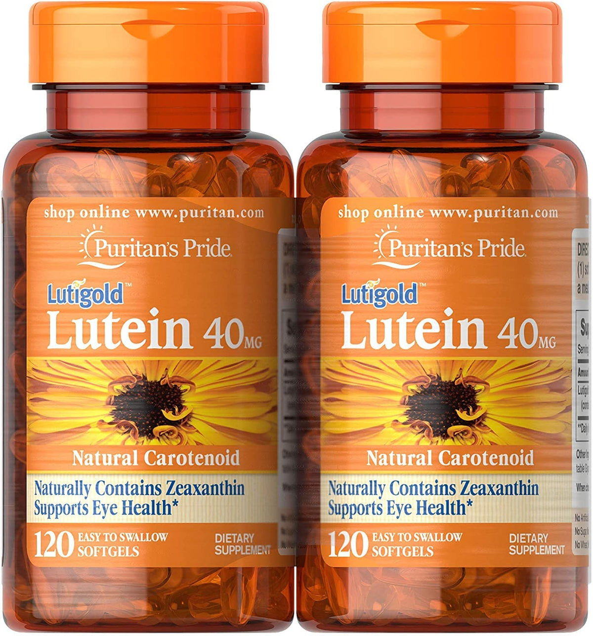 Puritan's Pride Lutein 40 mg with Zeaxanthin, Supports Eye Health, 240 Total Count (120 Count Softgels, Pack of 2)