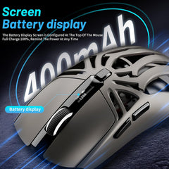 EURCRBU Computer Mouse, Digital Screen Display Tri-Mode Mouse, Wireless Connection, Bluetooth Connection, and Wired Connection, E-sports Game Lightweight Computer Notebook Office Universal - Grey