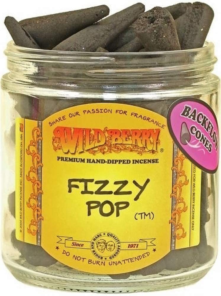 Cultural Exchange Wild Berry Fizzy Pop Backflow Incense Cones [25 Cones Per Pack - Black]