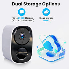 Upgraded 2K Security Cameras Wireless Outdoor, Free Cloud Storage & Local SD Card Support, 1-6 Months Battery Life, Waterproof, 2-Way Talk, AI Motion Detection Spotlight Siren Alarm Camera
