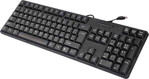 107 Keys Full-Range USB Wired Office Arabic-English Layout Keyboard - WEETOTUNG USB Plug-and-Play Keyboard for PC and Laptops
