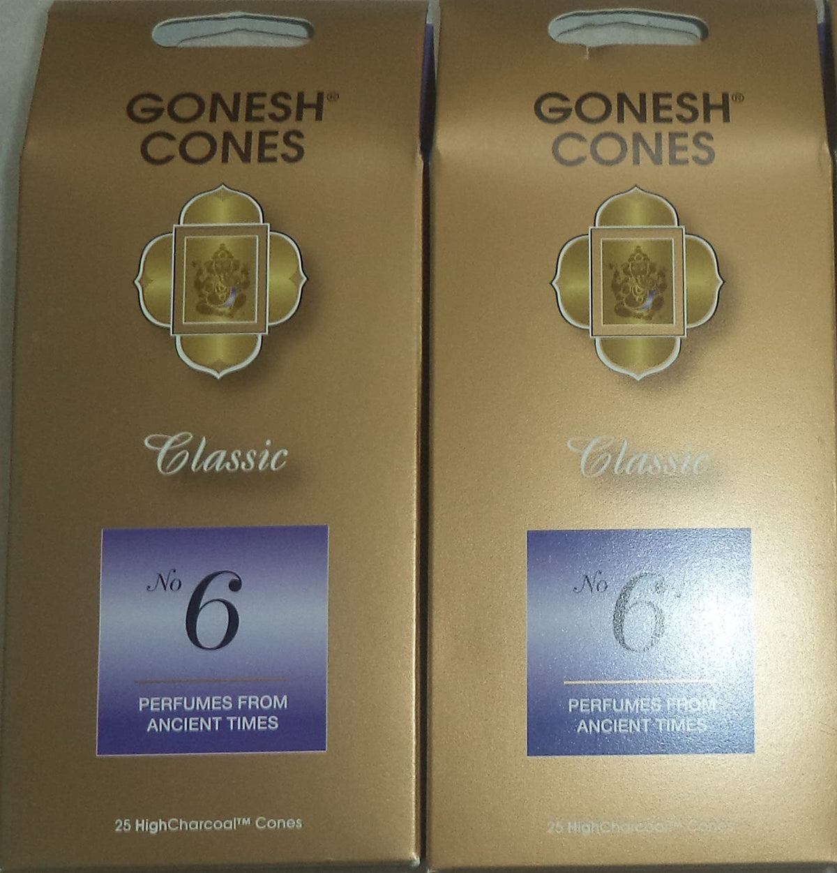 Gonesh Incense Cones #6 Perfumes of Ancient Times - Set of 2 Packs of 25, Total 50