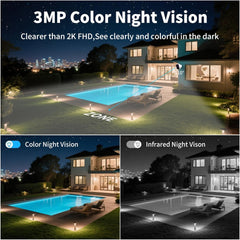 Security Wireless Cameras, 3MP WiFi Battery Powered Camera for Home Security with AI Motion Detection, 2-Way Talk, Spotlight, Siren, IP65, Cloud/Up to 256G SD Storage(64G SD Card Included)